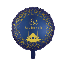 Foil balloon Eid deluxe blue gold (ea)