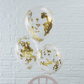 Confettiballon gouden folie (5st)