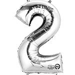 XL foil balloon silver number 2