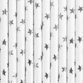 Paper straws silver stars (10pcs)