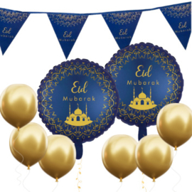 Eid mix set blauw goud versiering (9-delig)