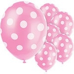 Pink polka balloons (6pcs)