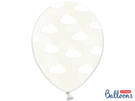 Ballonnen transparant witte wolkjes (6st)