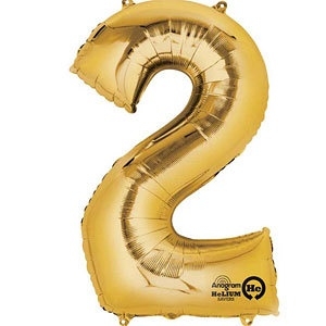 Cijfer ballon 2 goud (40cm)