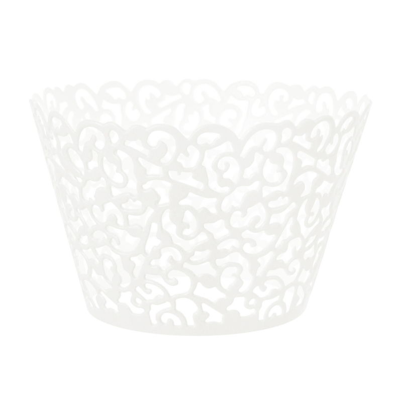 Cupcake wrapper white lace (6pcs)