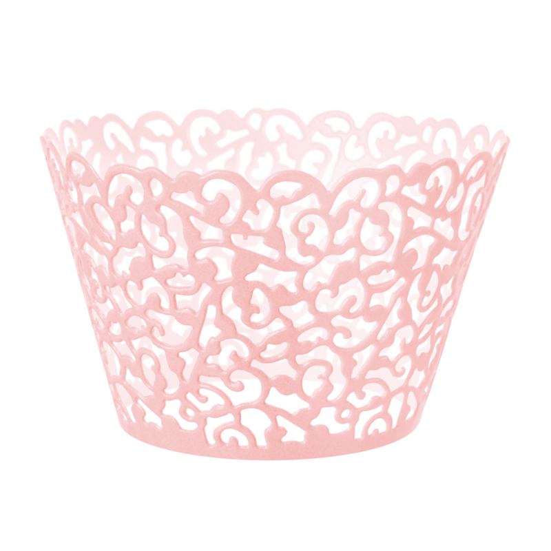 Cupcake wrappers roze kant (10st)