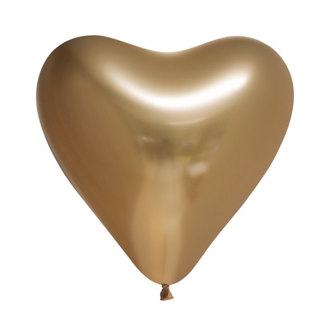 Chrome hart ballon goud (5st)