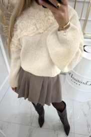 Rose Knit Sweater Ecru