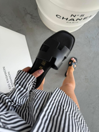 HH Slippers Zwart Leer