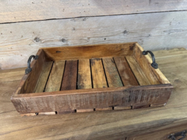 Oud houten dienblad met handgrepen