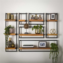 Wandrek metaal frame met houten plank