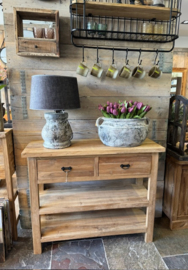 Teak sidetable met 2 lades 100 cm