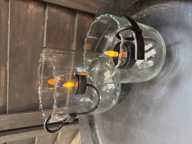 Set glazen windlichten incl glashanger