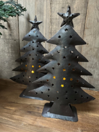 Kerstboom theelichthouder zink