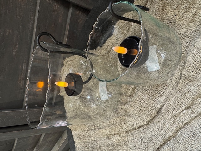 Set glazen windlichten incl glashanger