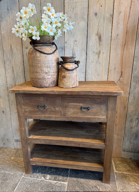 Teak sidetable 80 met 2 lades