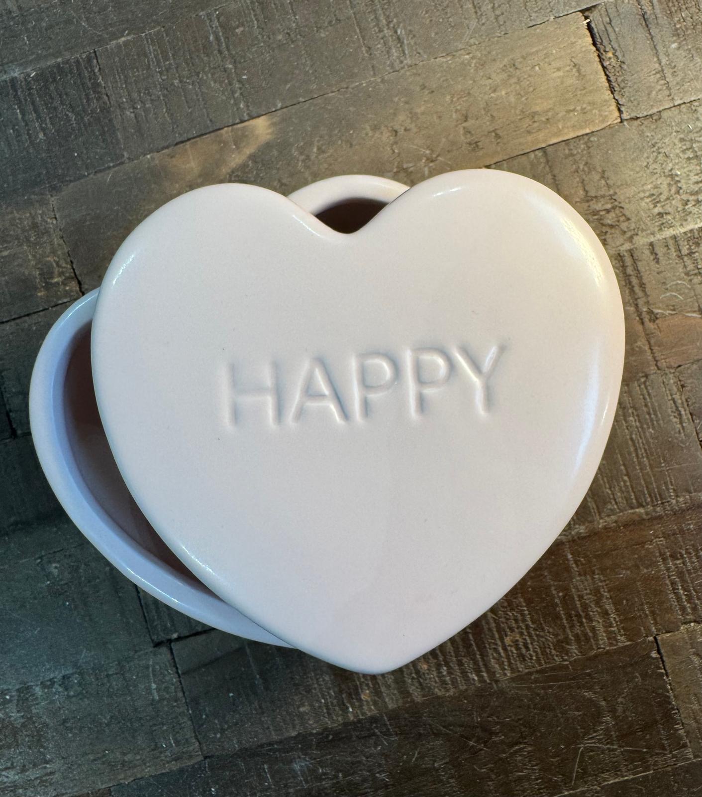 Decoratie  potje hart "Happy"