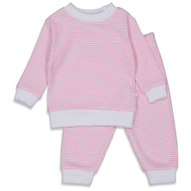Feetje wafel pyjama roze -wit