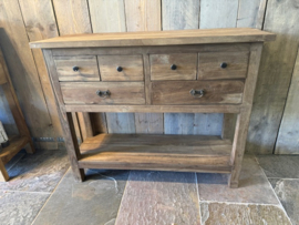 Mooie teakhouten sidetable met leuke lades en onderblad