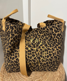 Grote XL shopper / strandtas luipaardprint