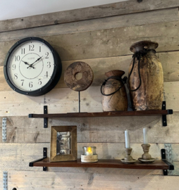 Houten plank incl zwarte steunen