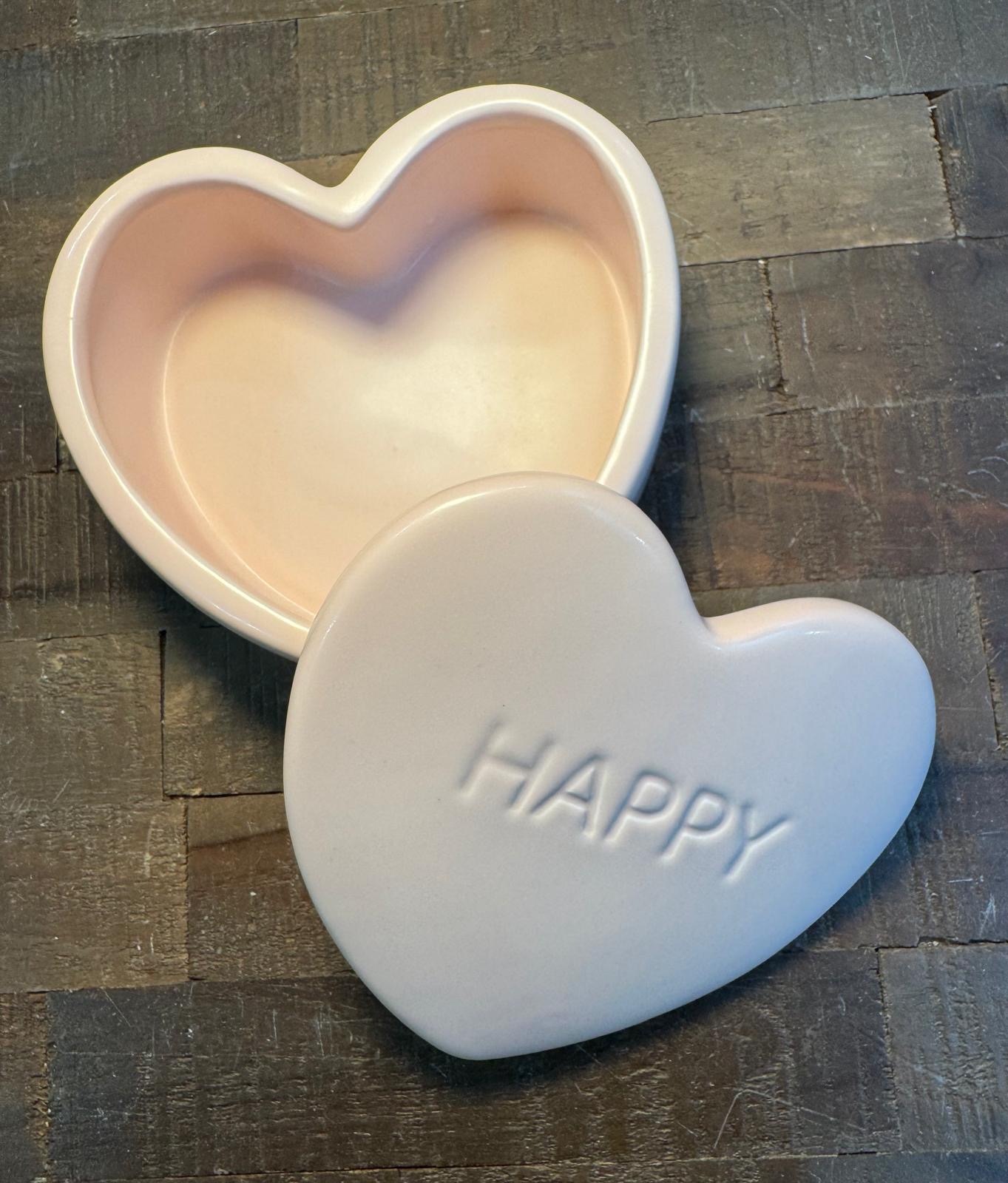 Decoratie  potje hart "Happy"