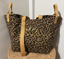 Grote XL shopper / strandtas luipaardprint