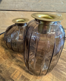 Kandelaar / kaarsenhouder glas ( set )
