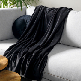 Zwart super zacht fleece plaid