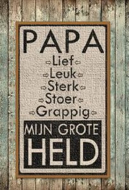 Tekstbordje Papa, lief, leuk, sterk