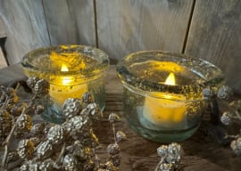 Helder bubbelglas windlicht  met rand