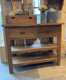 Teak sidetable 100  met lade en onderplank
