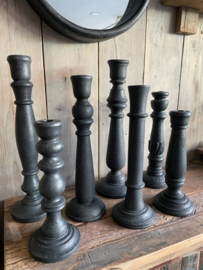 Grote houten kandelaar mat zwart