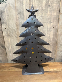Kerstboom theelichthouder zink