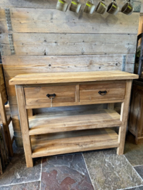 Teak sidetable met 2 lades 100 cm