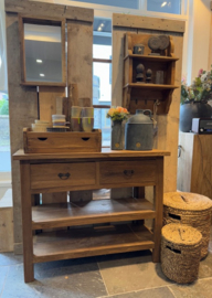 Teak sidetable 100  met lade en onderplank
