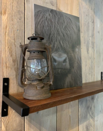 Houten plank incl zwarte steunen