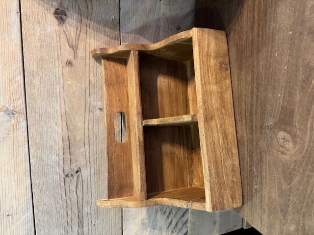 Houten 2 vaks gruttersbak met handgreep