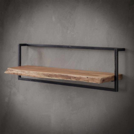 Wandrek metaal frame met houten plank