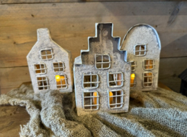 Sfeer huisje theelichthouder 3 delig