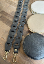 Zwarte leren strap / schouderband