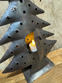 Kerstboom theelichthouder zink