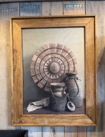 Schilderij  met houten lijst