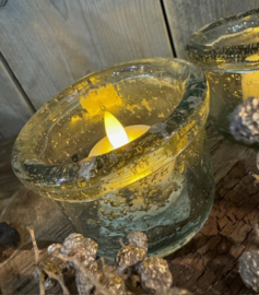 Helder bubbelglas windlicht  met rand