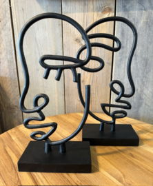 Decoratie ornament gezicht lijn zwart