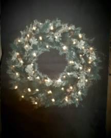 Canvas kerst doek met led-verlichting  krans