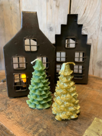 mini kerstboom kaarsje gold of green