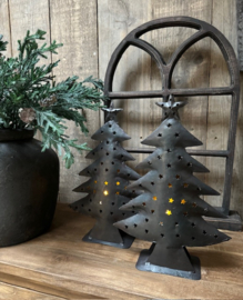 Kerstboom theelichthouder zink