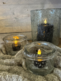 Helder bubbelglas windlicht  met rand