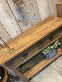 Teakhouten sidetable met 2 lades 100